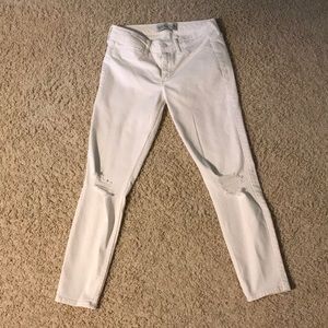 Abercrombie and Fitch white ripped jeans